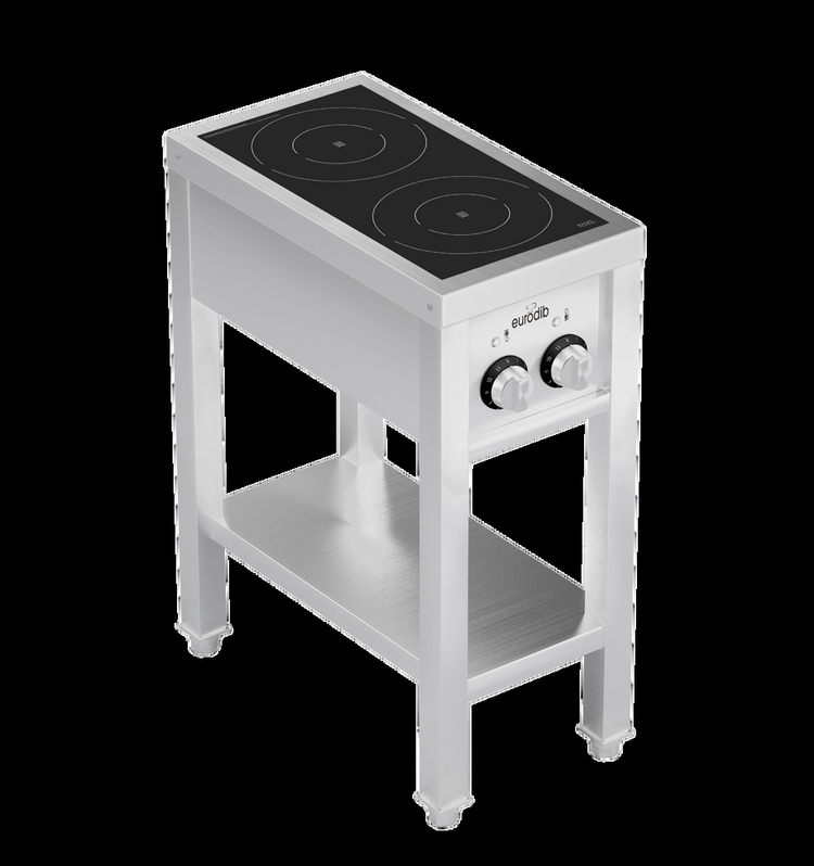 Product image #5 for Eurodib Commercial Freestanding Dual-Zone Induction Cooktop, Stainless Steel, 208V 3-Phase