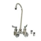 Thumbnail image #1 for Fisher 62642 Backsplash-Mount Faucet, 4" Centers, 6" Swivel/Rigid Gooseneck Spout, Lever Handles, Stainless Steel