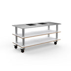 Thumbnail image #1 for Steelite Mogogo, Furnishings MGCMLD01CSXW Modular Induction Cooking Station, White Carrera and Stainless Steel, on Casters