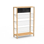 Thumbnail image #1 for Steelite Mogogo MGCCAN16NSXF Angled Shelf Signage Unit, Canvas, Natural Brushed Stainless Steel on Legs