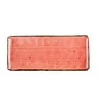 Thumbnail image #1 for CAC China TUS-RT13-CRL Rectangular Porcelain Platter, 12" x 5-1/8", Curved Edge, Coral 1 Dozen