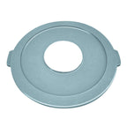 Thumbnail image #1 for Thunder Group PLTC032GH 32-Gallon Gray Plastic Round Trash Can Lid with Center Opening, Snap-On Case of 10