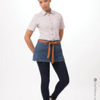Thumbnail image #2 for Chef Works AWS01S-MDB-0 Waist Apron, 12"L x 23"W, Medium Blue Cotton, 2 Hip Pockets & Pencil Pocket
