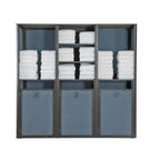 Thumbnail image #1 for Grosfillex Sunset UT036288 Towel Valet, Triple Unit with 3 Laundry Carts and 2 Removable Shelves, 73"W x 25"D x 70"H