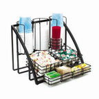 Thumbnail image #1 for Cal-Mil Mission 1715-13 7-Compartment Wire Beverage Service Caddy, Black, 15"W x 14"D x 12"H