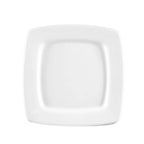 Thumbnail image #1 for CAC China Clinton RCN-S16Q 10-1/2" Square Porcelain Plate, Square-in-Square Design, Super White 1 Dozen