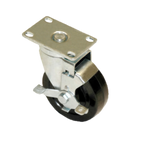 Thumbnail image #1 for Component Hardware CMP1-4KBN Medium-Duty Swivel Plate Caster, 4" Rubber Wheel, Side Brake, 200 lb Capacity