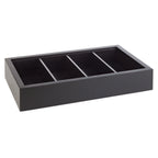 Thumbnail image #1 for Libbey APS Germany - Frames APS 14956 GN 1/1 Wooden 4-Compartment Cutlery Tray, Black, 20-7/8 x 12-7/8 x 4-3/8 in