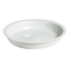 Thumbnail image #1 for Browne USA Foodservice Harmony 575176-3 Round Porcelain Food Pan Insert, 9 qt., 13-3/4 in. Diameter x 2-3/4 in. Deep, White