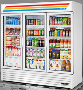 Product image #7 for True GDM-72-HC~TSL01 Three-Section Glass Door Refrigerated Merchandiser, Standard Look, Self-Contained Bottom-Mount