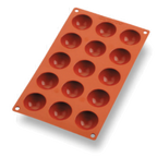 Thumbnail image #1 for Matfer Bourgeat Gastroflex 257901 Mini Half-Sphere Silicone Mold, 15-Cavity, 1-3/4" Dia. x 3/4"H