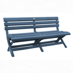 Thumbnail image #2 for Grosfillex Westport US449747 Folding Outdoor Bench, 58-3/4"W, Barn Blue Mineral Polymer Composite, Seats 3 Adults
