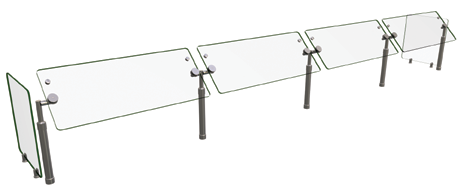 Product image #2 for Hatco Flav-R-Shield Adjustable Self-Service 4-Bay Tempered Glass Sneeze Guard, 144 Inch Wide
