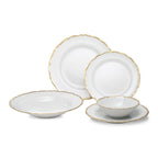 Thumbnail image #1 for Kadra Kitchenware Vikko Luxe VL-2043-AG 20-Piece White Dinnerware Set with Matte Gold Accents