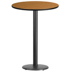 Thumbnail image #1 for Flash Furniture XU-RD-30-NATTB-TR18B-GG Round Bar-Height Cocktail Table, 30 in Dia. x 43-1/8 in H, Natural Laminate Top