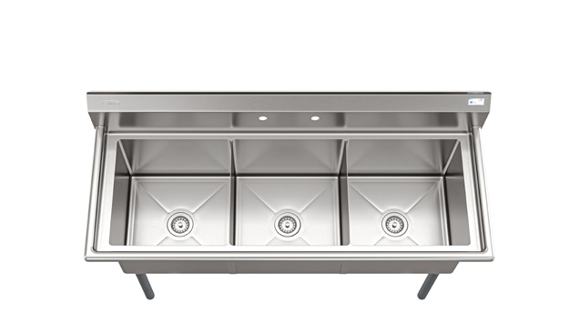 Product image #8 for KoolMore 60-Inch 3-Compartment Commercial Sink with 18x18x14 Bowls and Backsplash