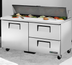 Thumbnail image #5 for True 60-Inch Wide 2-Section Refrigerated Prep Table with 1 Door, 2 Drawers, and 16 Sixth-Size Pan Top