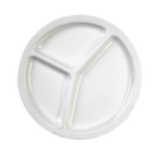 Thumbnail image #1 for Thunder Group Nustone NS702W 10-Inch Round 3-Compartment Melamine Plate, White Case of 6 Dozen
