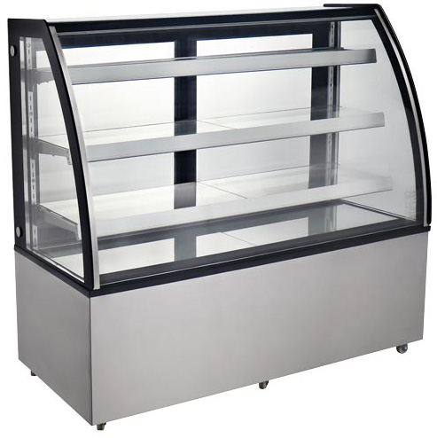 Product image #5 for Omcan 60-Inch Curved Glass Floor Refrigerated Showcase, 18.89 Cu. Ft., See-Thru, 3-Shelf