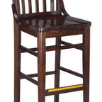 Thumbnail image #1 for G & A Commercial Seating Schoolhouse 9510PSNH Slat-Back Upholstered Barstool with Nail Trim and Footrest