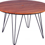 Thumbnail image #1 for Tramontina USA, Inc. 14526-051 Round Table, Seats 4, Teak Wood Top, Carbon Steel Base, Graphite Finish