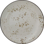 Thumbnail image #1 for International Tableware Splash™ SH-77-CR 7" Round Stoneware Plate, Crème Reactive Glaze with Dark Brown Trim Case of 3 Dozen