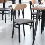 Thumbnail image #2 for Flash Furniture Wright 2-XU-DG6V5GYV-NAT-GG Dining Chair, Gray Vinyl Seat, Wooden Boomerang Back, Black Steel Frame, Natural Birch Finish
