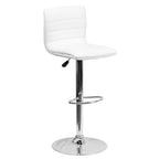 Thumbnail image #1 for Flash Furniture CH-92023-1-WH-GG Adjustable Swivel Bar Stool, Mid-Back, White Vinyl Upholstery, Chrome Pedestal Base