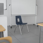 Thumbnail image #2 for Flash Furniture ADV-SSC-14NAVY Navy Stackable School Chair, 14-Inch Seat, Polypropylene Seat, Chrome-Plated Steel Frame