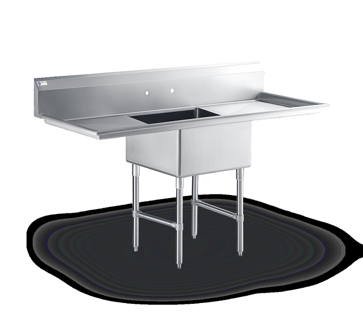 Product image #4 for Steel Works Stainless Floor Model 1-Compartment Sink with Left and Right Drainboards, 60-Inch