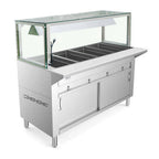 Thumbnail image #1 for USR Brands Prepline GSTC60-4S-LT Gas Hot Food Steam Table, 4 Sealed Wells, Lighted Sneeze Guard, Enclosed Base, Sliding Doors, 60W