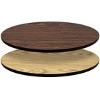 Thumbnail image #1 for Oak Street OW30ROUND Round Reversible Table Top, 30" Diameter, 1" Thick, Melamine, Brown Rubber T-Mold Edge, Oak/Walnut