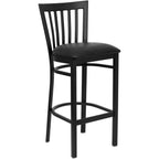 Thumbnail image #1 for Flash Furniture Hercules XU-DG6R8BSCH-BAR-BLKV-GG Restaurant Bar Stool with Metal Schoolhouse Back and Black Vinyl Padded Seat