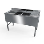 Thumbnail image #1 for NBR Equipment UD-2-101410-48LR Two-Compartment Underbar Sink, 48"W x 21-1/4"D x 32-1/2"H, Left & Right Drainboards, Stainless Steel