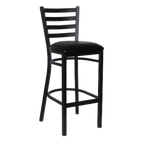Thumbnail image #1 for JustChair Manufacturing WL20130-PS Ladder Back Bar Stool with Upholstered Padded Seat, Steel Frame, Wood-Look Finish and Foot Rest