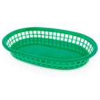 Thumbnail image #1 for New Star Foodservice Inc. 44027 Fast Food Basket, 10-1/2" x 7", Stackable, Oval, Plastic, Green Case of 3 Dozen
