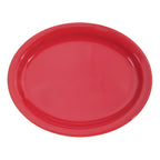 Thumbnail image #1 for CAC China Las Vegas L-14NR-R Ceramic Oval Platter, 13-1/4 x 10-1/8 x 1-1/4 in, Narrow Rim, Red 1 Dozen