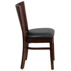 Thumbnail image #2 for Flash Furniture Lacey XU-DG-W0094B-WAL-BLKV-GG Restaurant Chair, Solid Wood Back, Black Vinyl Upholstered Seat, Walnut Finish