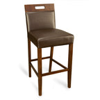 Thumbnail image #1 for JustChair Manufacturing W51030-GR2 Upholstered Bar Stool with Padded Back and Seat, Square Wood Handhold, German Beech