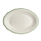 Thumbnail image #1 for Steelite International HL Ivory HL52663930 China Oval Platter, 11.75 x 8 in, Carolyn Styleline Green, Scalloped Edge 1 Dozen
