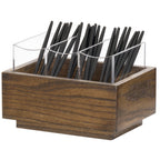 Thumbnail image #1 for Cal-Mil Melrose 27020-136 3-Compartment Wood Flatware Organizer, Chocolate Brown, 9.5" x 6.75" x 6.25"H