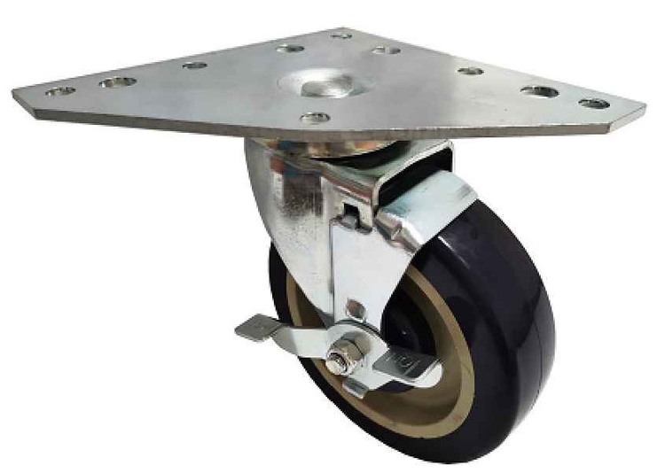 Product image #4 for Sapphire Manufacturing Universal Convection Oven Triangular Plate Swivel Caster Set, 5-Inch Polyurethane Wheels, Locking, 500 lb. Capacity