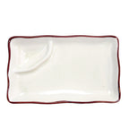 Thumbnail image #1 for CAC China Japanese Style 666-77-W Rectangular Ceramic Plate, 2 Compartments, 8 x 4 Inch Case of 2 Dozen