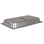 Thumbnail image #1 for Browne USA Foodservice 575532 Full-Size Hinged Chafer Dome Cover, Handled, 18/8 Stainless Steel, 21-1/2 x 13 x 2-4/5 in