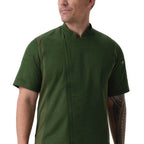 Thumbnail image #1 for Chef Works BCSZ009-MIL-L Military Green Short-Sleeve Chef Coat, Large, 65/35 Poly/Cotton Twill
