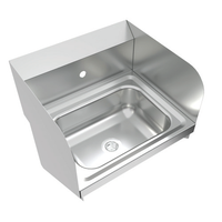 BK Resources Wall-Mounted T-304 Stainless Steel Hand Sink with Side Splash and Faucet, 14 x 10 Inches