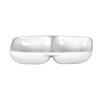 Thumbnail image #1 for Thunder Group Imperial White 1102TW Twin Sauce Dish, 2 oz, 2-Well Rectangular Melamine, 3-3/8" x 2-3/4" Case of 40 Dozen