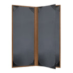 Thumbnail image #2 for Risch Sherwood SHERWOOD-4V 4.25X11 Hardback Faux-Wood Menu Cover, 4-1/4 x 11 in, Booklet, 4-View Case of 25