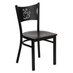 Thumbnail image #1 for Flash Furniture Hercules XU-DG-60099-COF-MAHW-GG Stackable Restaurant Chair, Metal Coffee Cutout Back, Mahogany Plywood Seat