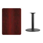 Thumbnail image #2 for Flash Furniture XU-MAHTB-3042-TR24-GG Rectangular Dining Table, 42"W x 30"D, Mahogany Laminate, Black PVC Edge, Pedestal Base